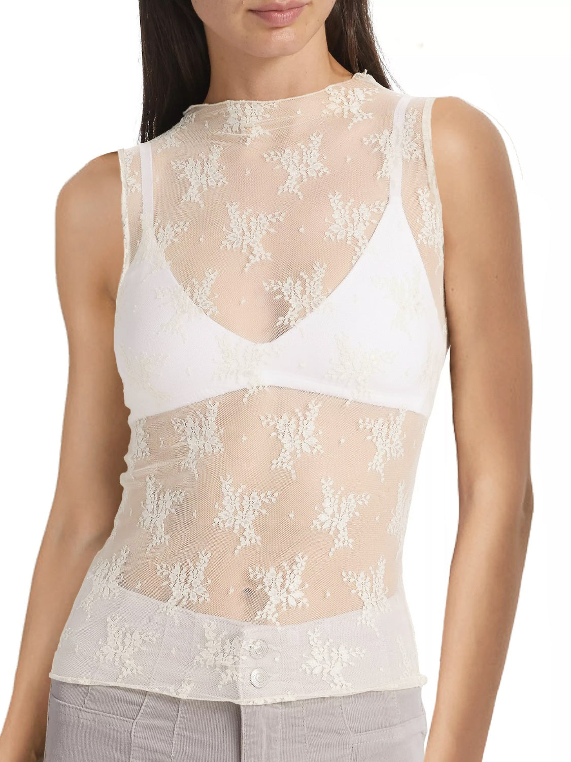 Lace Sheer Sports Bra Top (Black/Cream/Brown/White)-*XS-XL