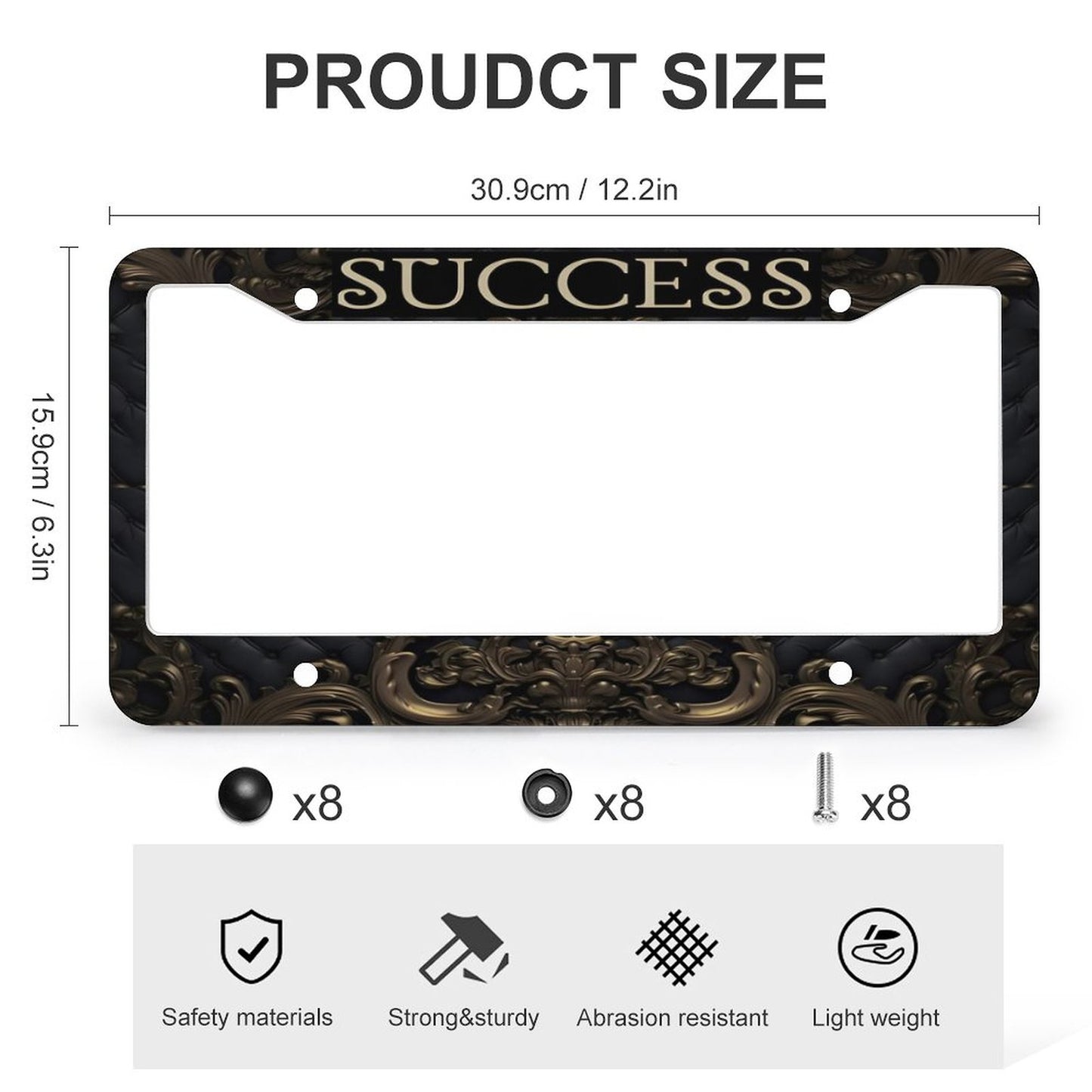 License Plate Frames with 4 Round Holes (1 Pair)