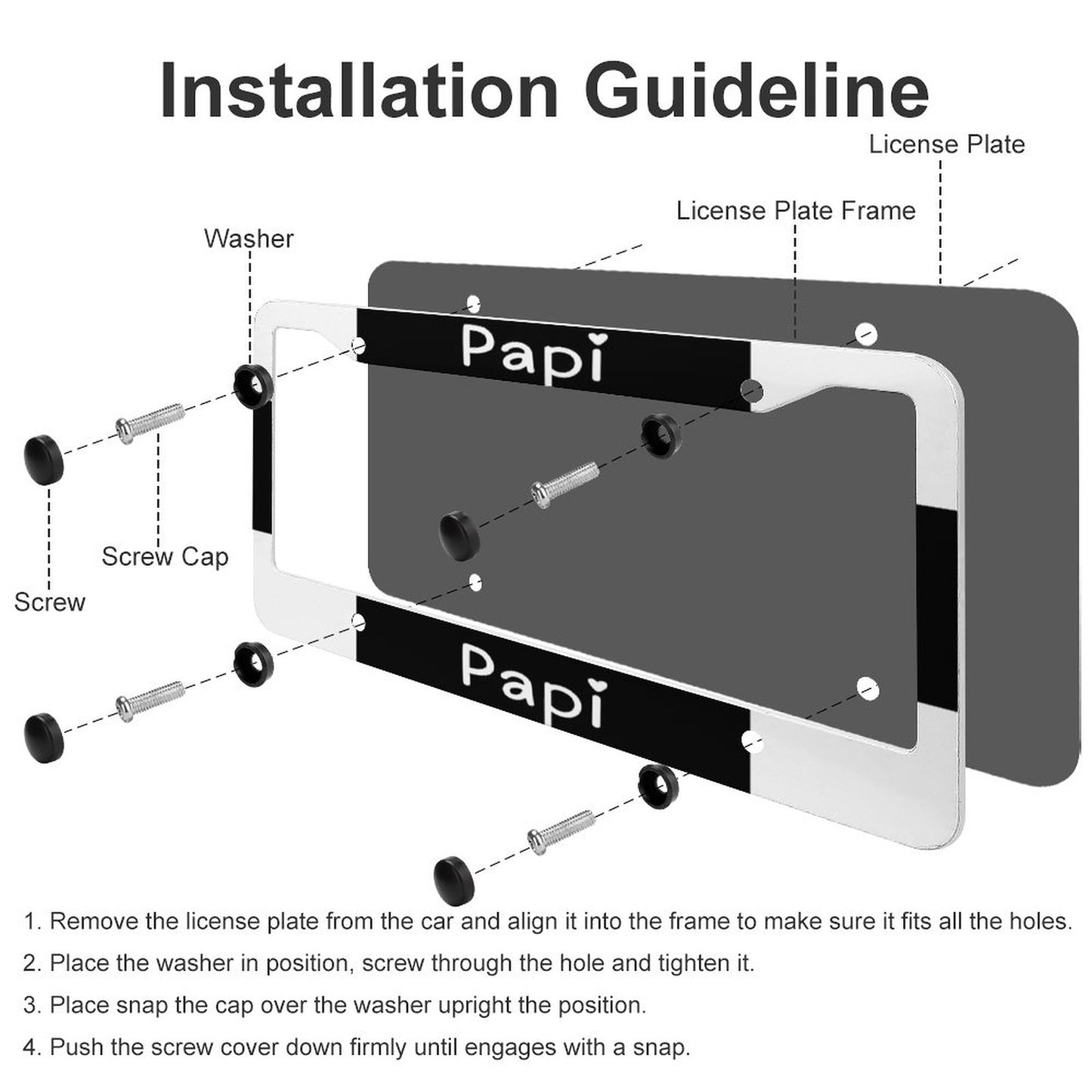 License Plate Frames with 4 Round Holes (1 Pair)-PAPI