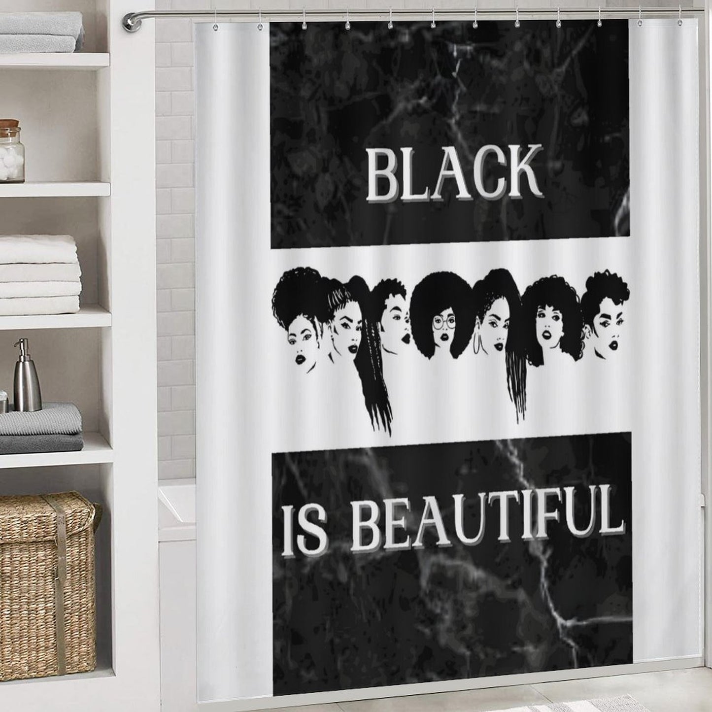 Shower Curtain Set with 3 Rugs