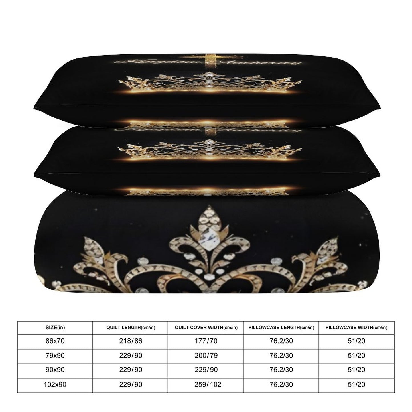 3-Piece Bedding Set-90"x90"/ 229x229cm (Dual-sided Printing)