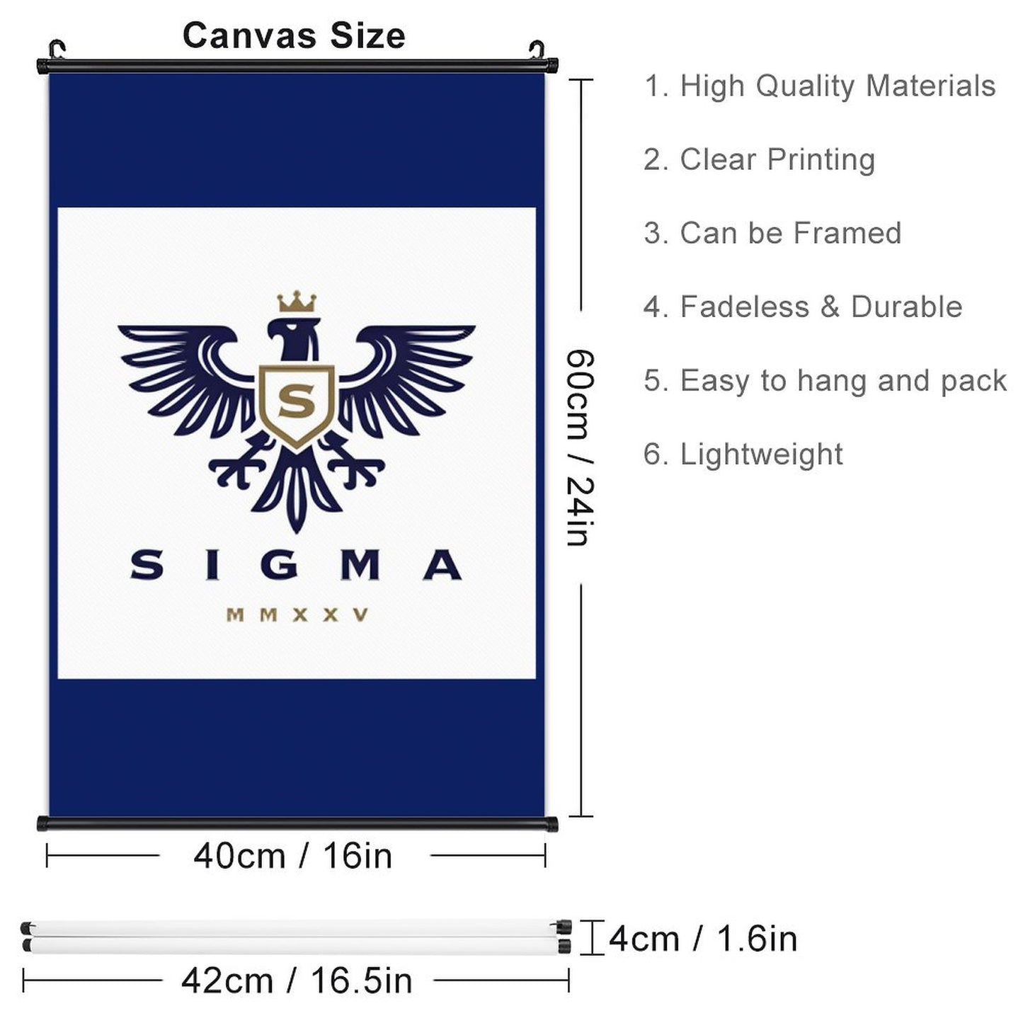 Canvas Hanging Poster with Scrolls-16"x24"/ 40x60cm