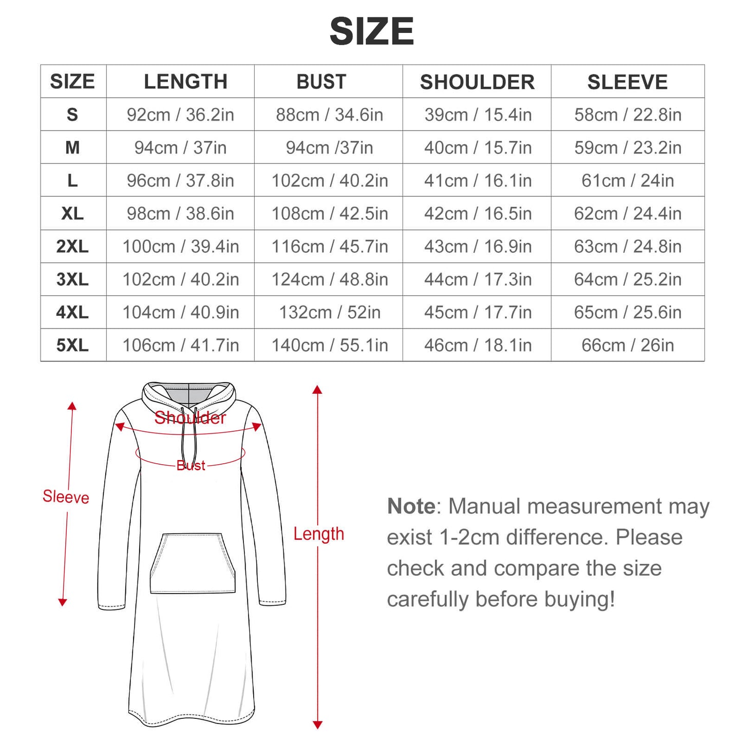 230gsm Long Sleeve Hoodie Dress(All-Over Printing）