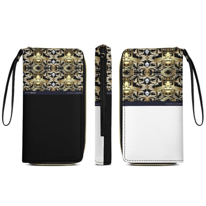 Leather Wallet with Wristlet Strap (2 Pictures on 2 Sides)