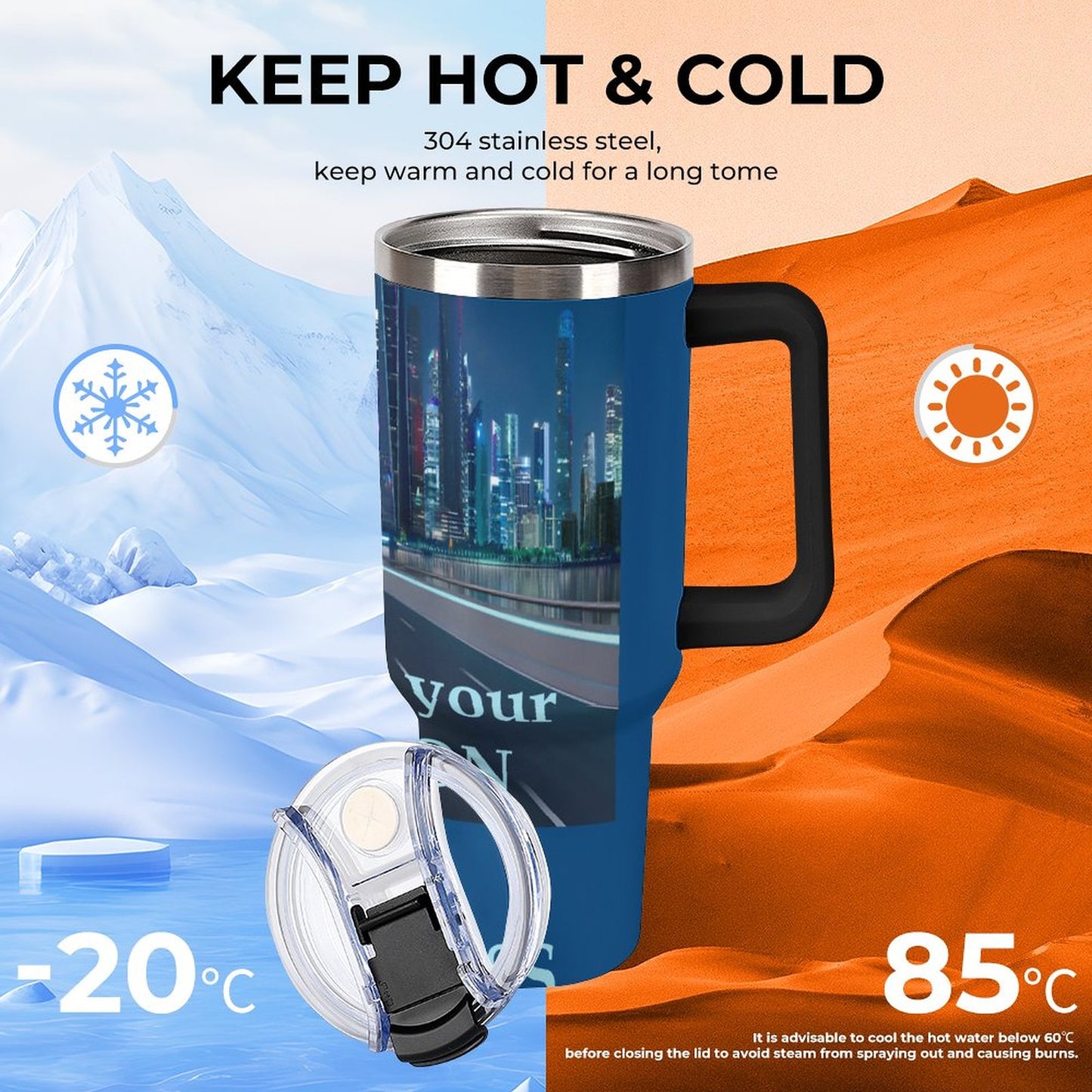 40oz Insulated Tumbler with Handle and Straw