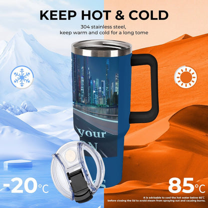40oz Insulated Tumbler with Handle and Straw