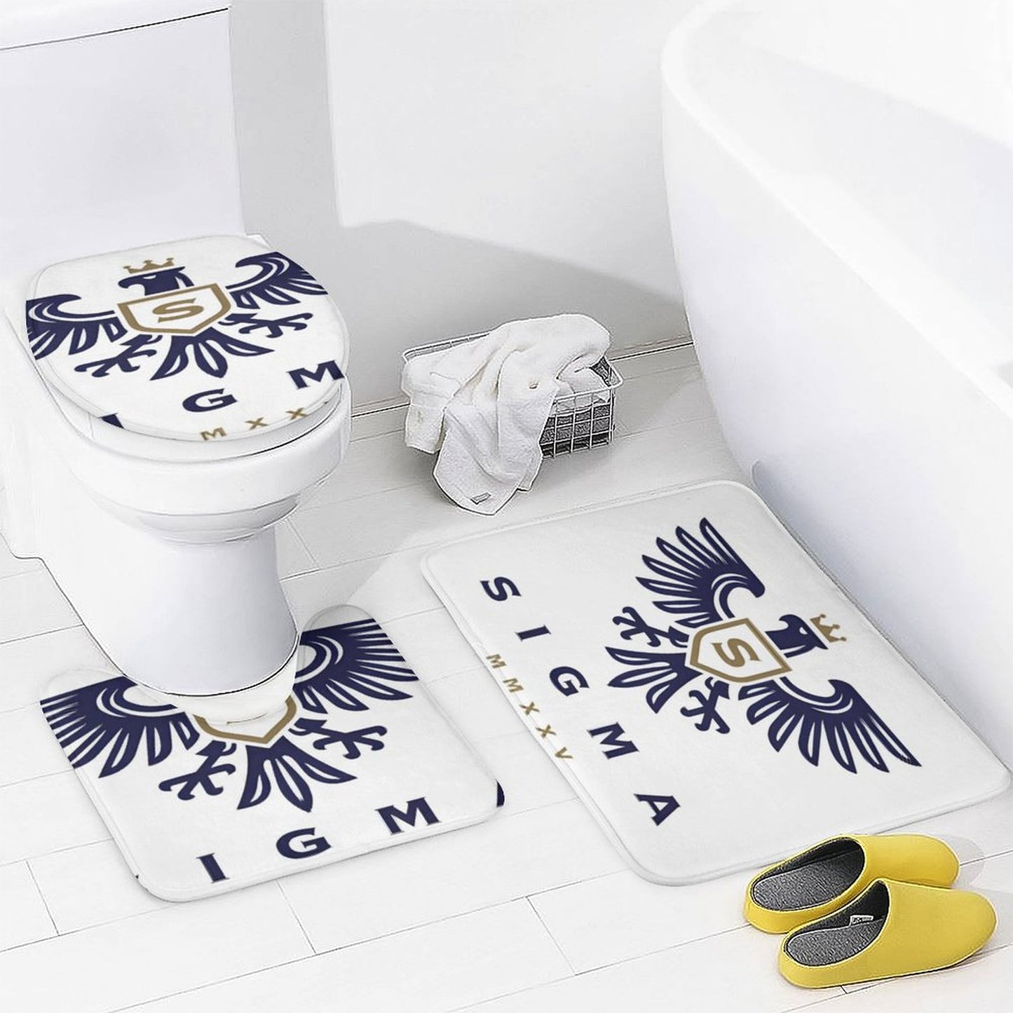 Shower Curtain Set with 3 Rugs