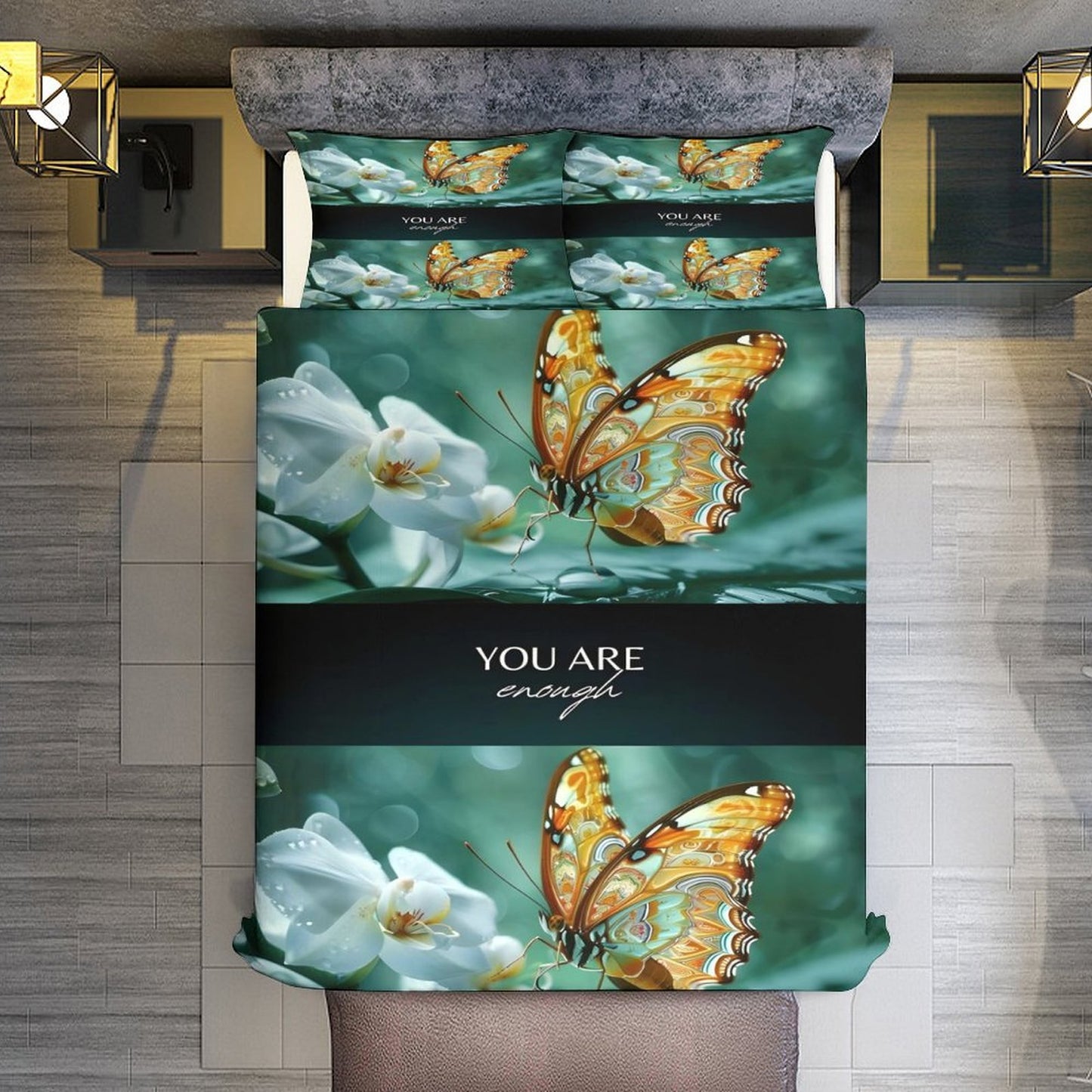 3-Piece Bedding Set (TWIN)-86"×70"/ 218×177cm (Dual-sided Printing)-YOU ARE ENOUGH