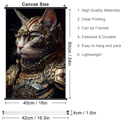 Canvas Hanging Poster with Scrolls-16"x24"/ 40x60cm-CAT WARRIOR