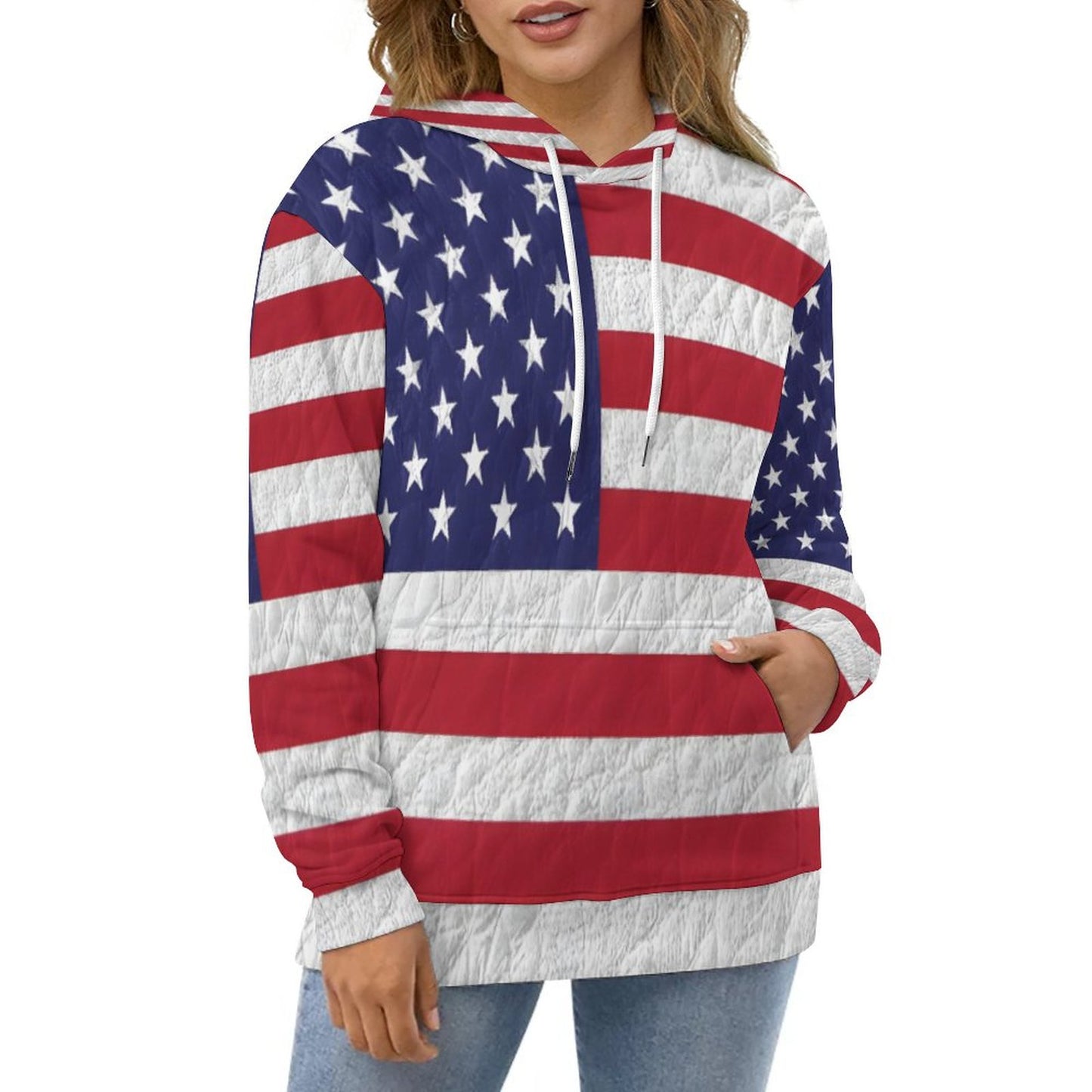 AMERICA Hoodie for Women with Double-layer Cap-SMALL-6XL