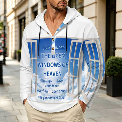 200gsm Men's Button Hooded Sweatshirt(All-Over Printing)