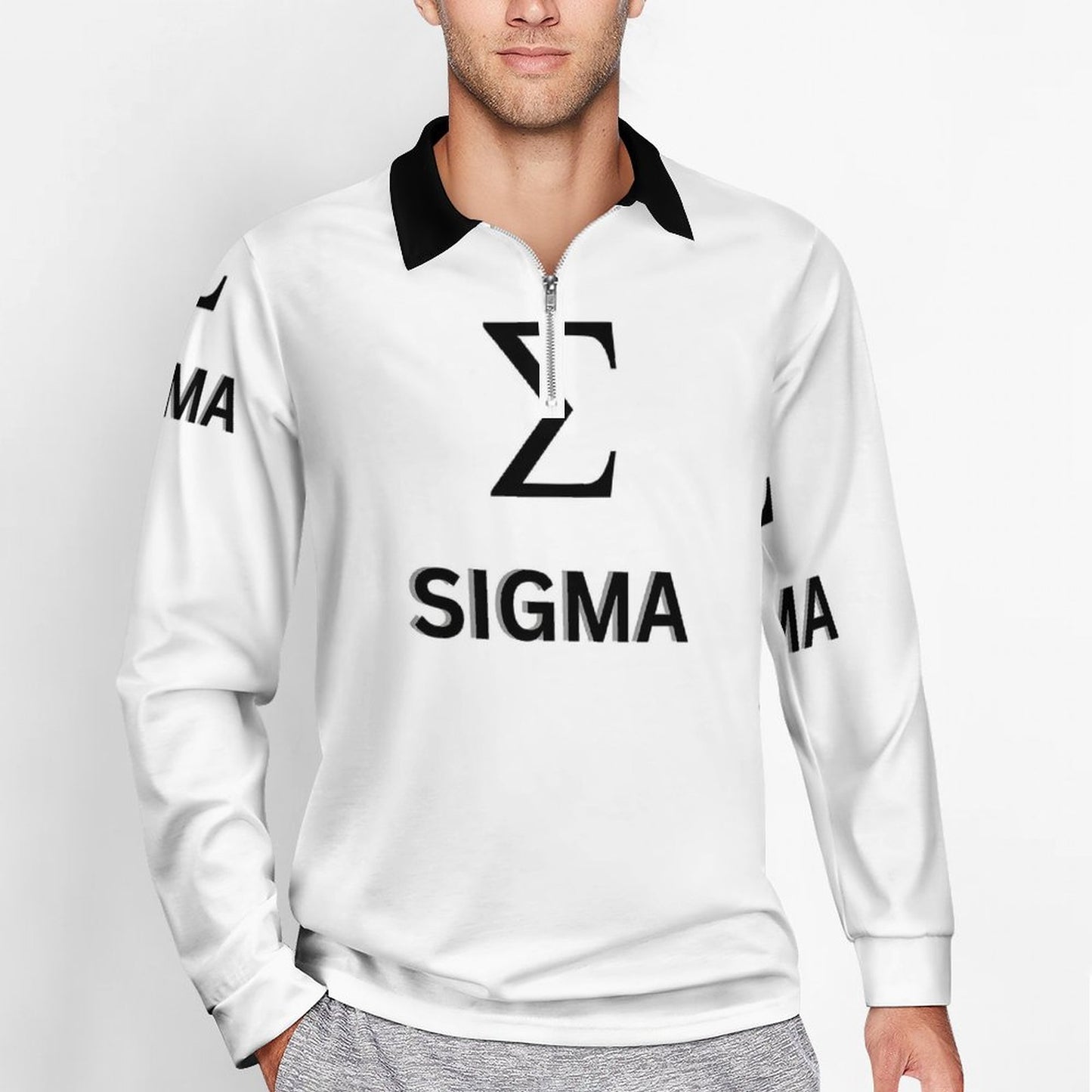Quarter Zip Men's Long Sleeve POLO Shirt RL (All-Over Printing)