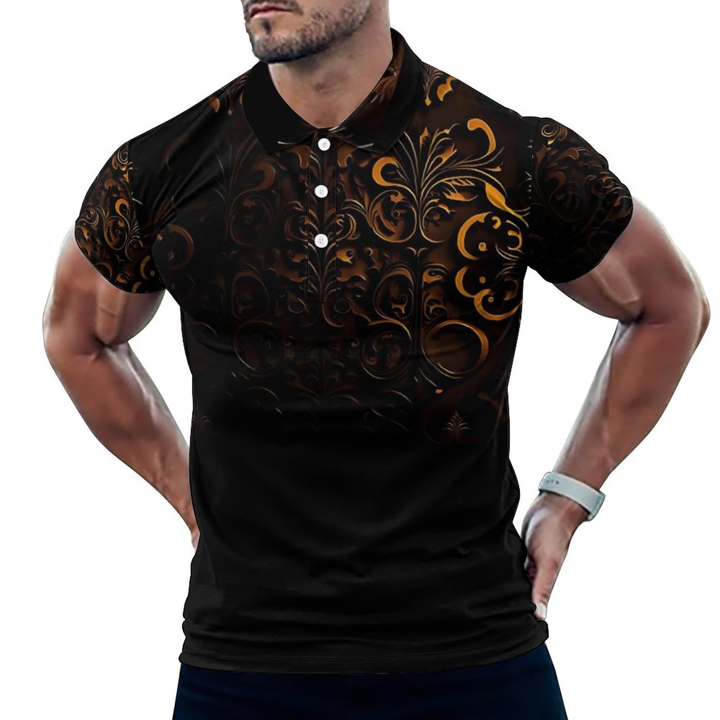 Custom Polo Shirts with All-Over printing Design Straight B612