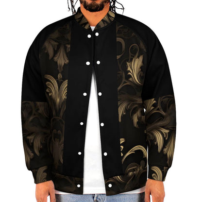 BLACK & GOLD ACCENT Baseball Jacket-2XS-6XL