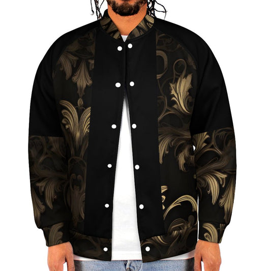 BLACK & GOLD ACCENT Baseball Jacket-2XS-6XL