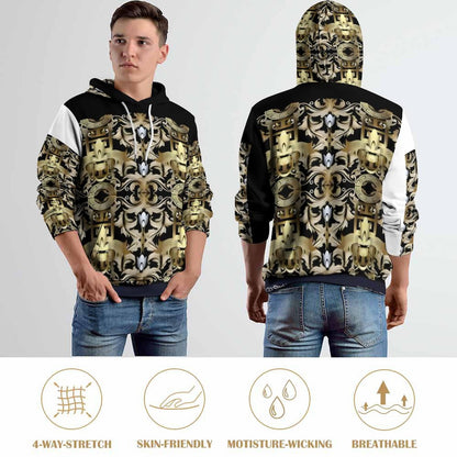 230gsm Men's Personalized Hoodie with Double-layer Cap (All-Over Printing)