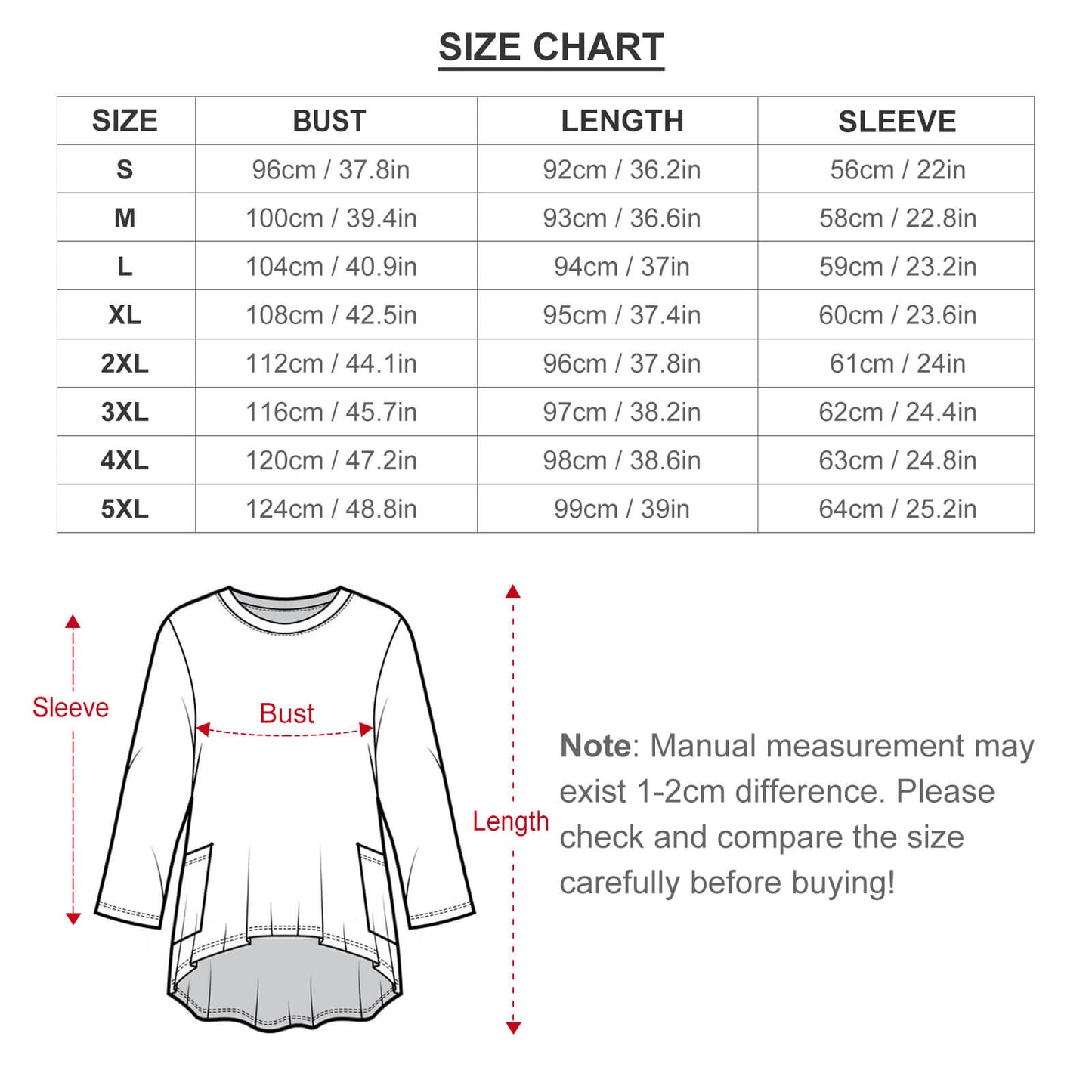 CHAOS Loose Long-sleeve Dress with Pockets-SMALL-5XL