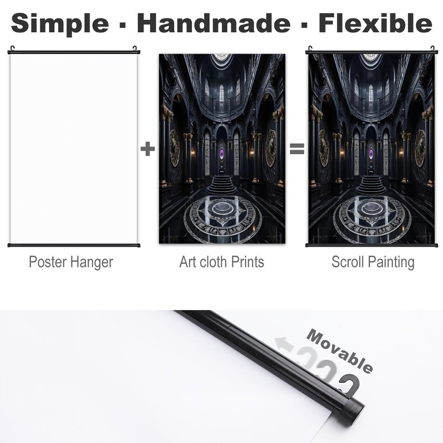 Canvas Hanging Poster with Scrolls-16"x24"/ 40x60cm