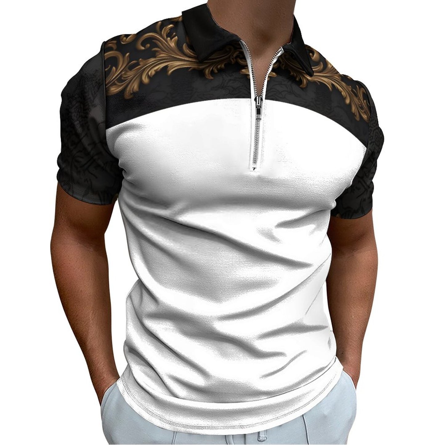 Men's Short Sleeve POLO Shirt with Zipper B470 (All-Over Printing)
