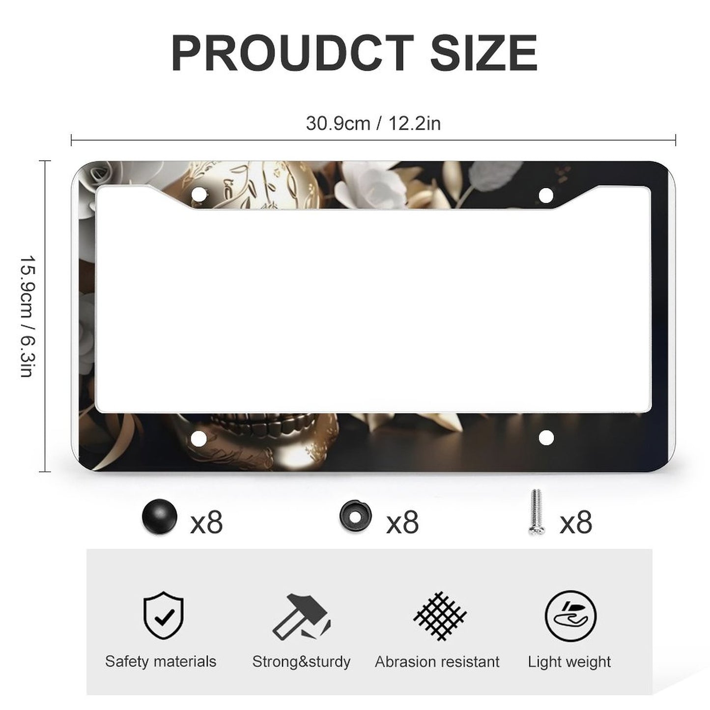License Plate Frames with 4 Round Holes (1 Pair)