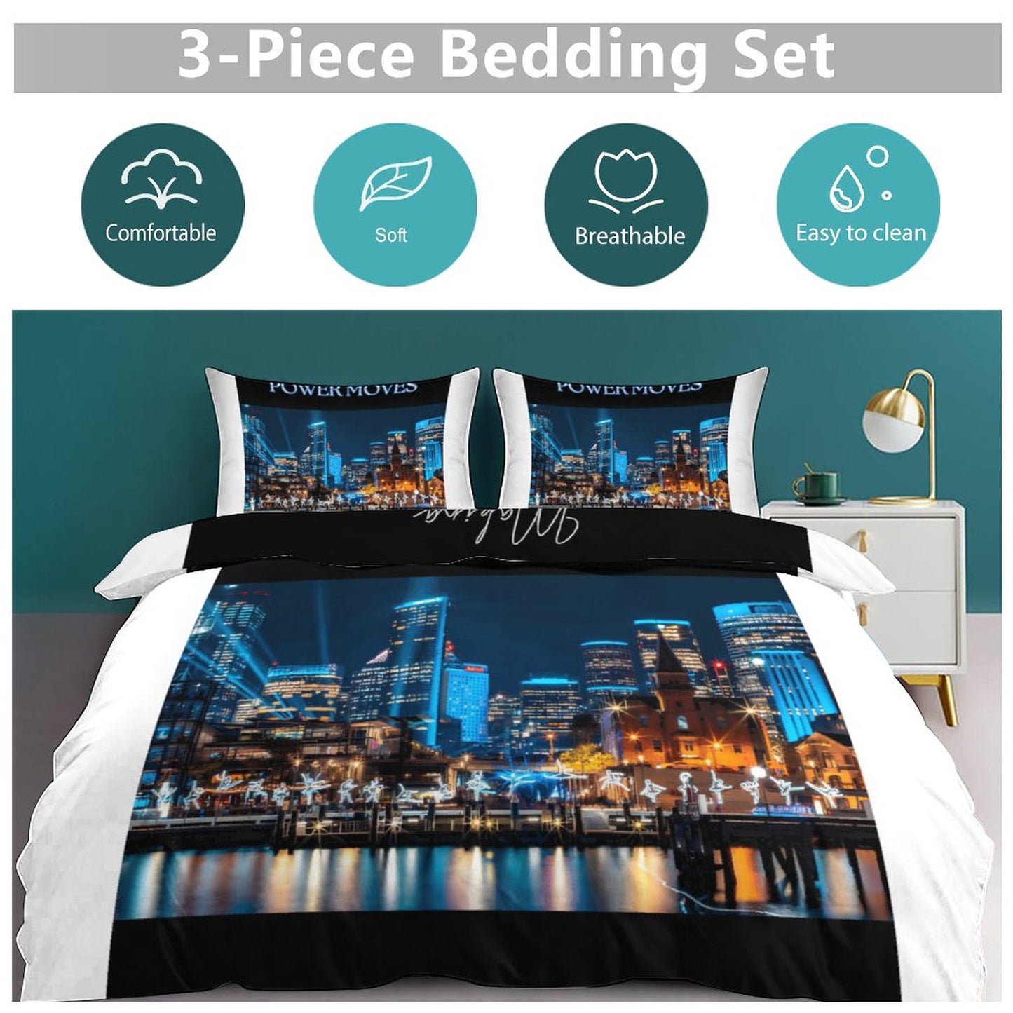 3-Piece Bedding Set-102"x90"/ 259x229cm (Dual-sided Printing)