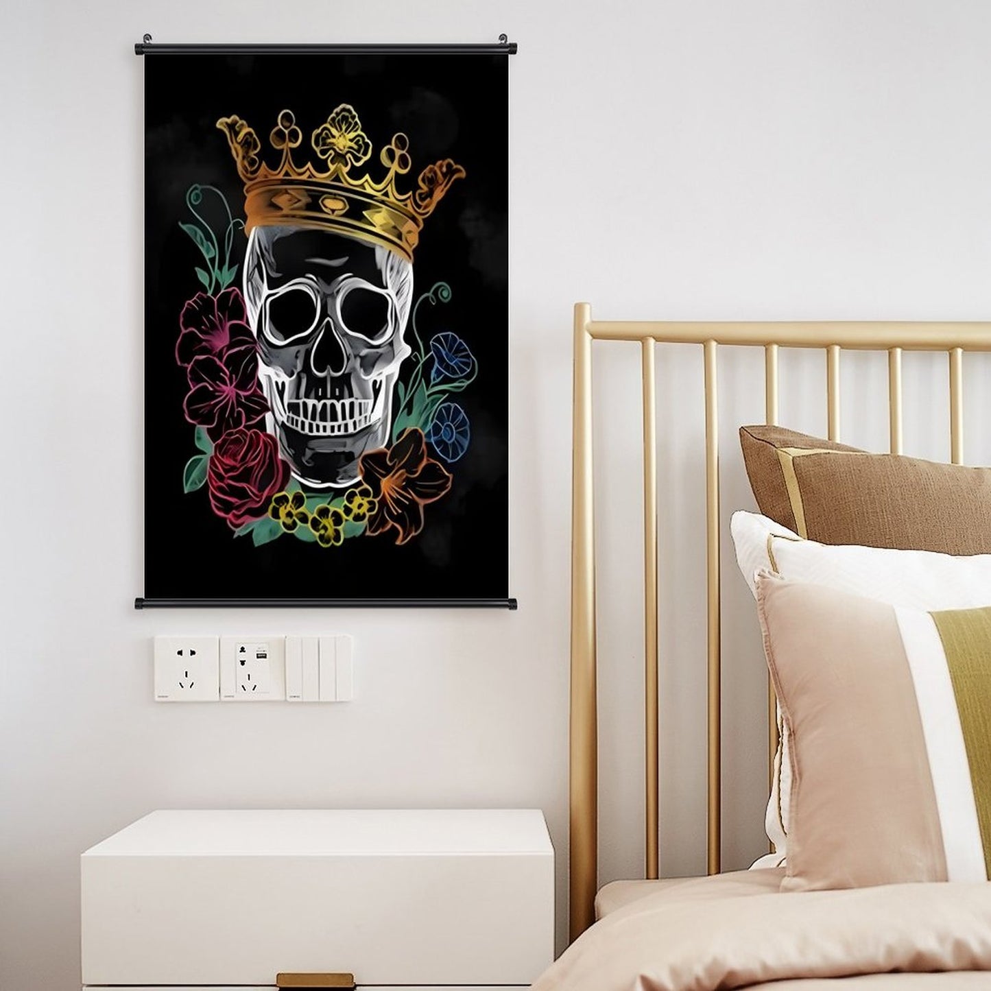 Canvas Hanging Poster with Scrolls-16"x24"/ 40x60cm-CROWNED SKULL