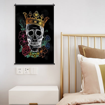 Canvas Hanging Poster with Scrolls-16"x24"/ 40x60cm-CROWNED SKULL