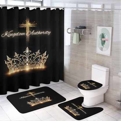 Shower Curtain Set with 3 Rugs