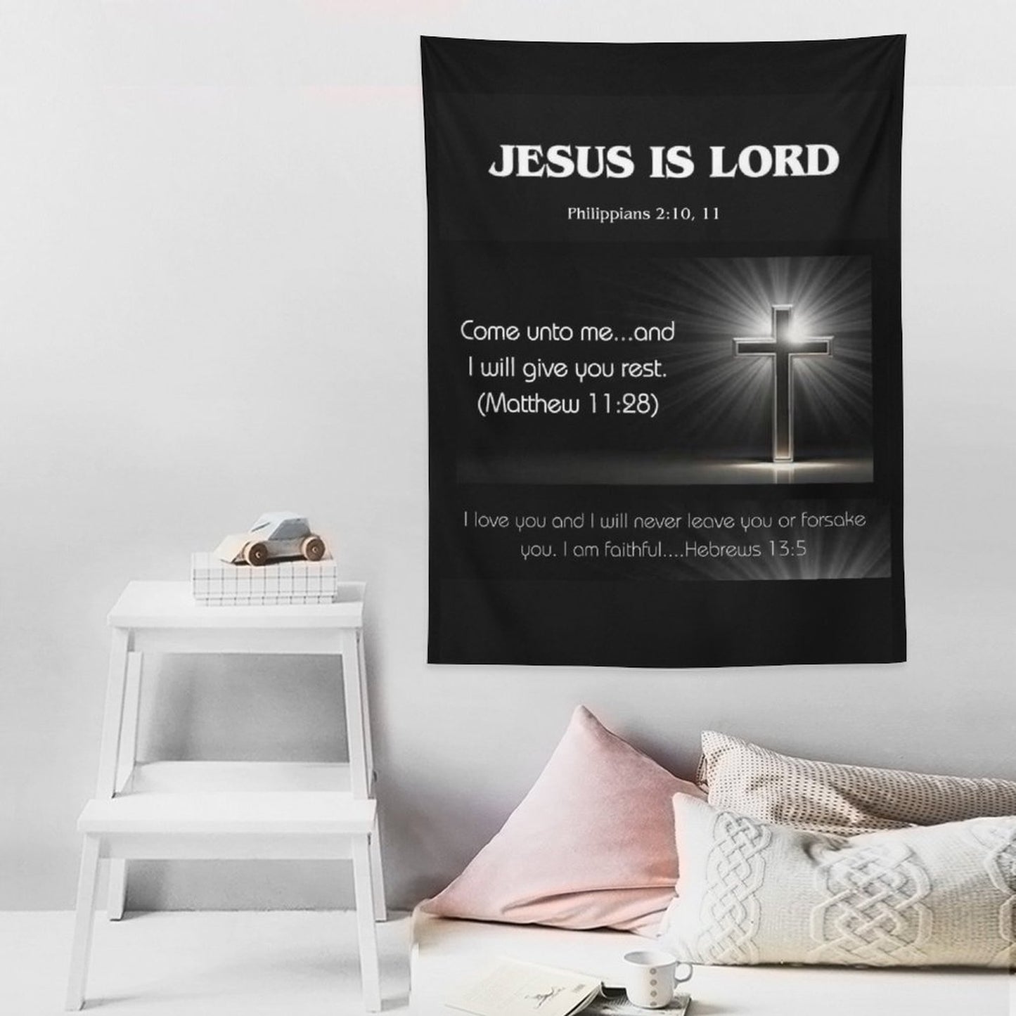 Wall Art with Vertical Tapestry