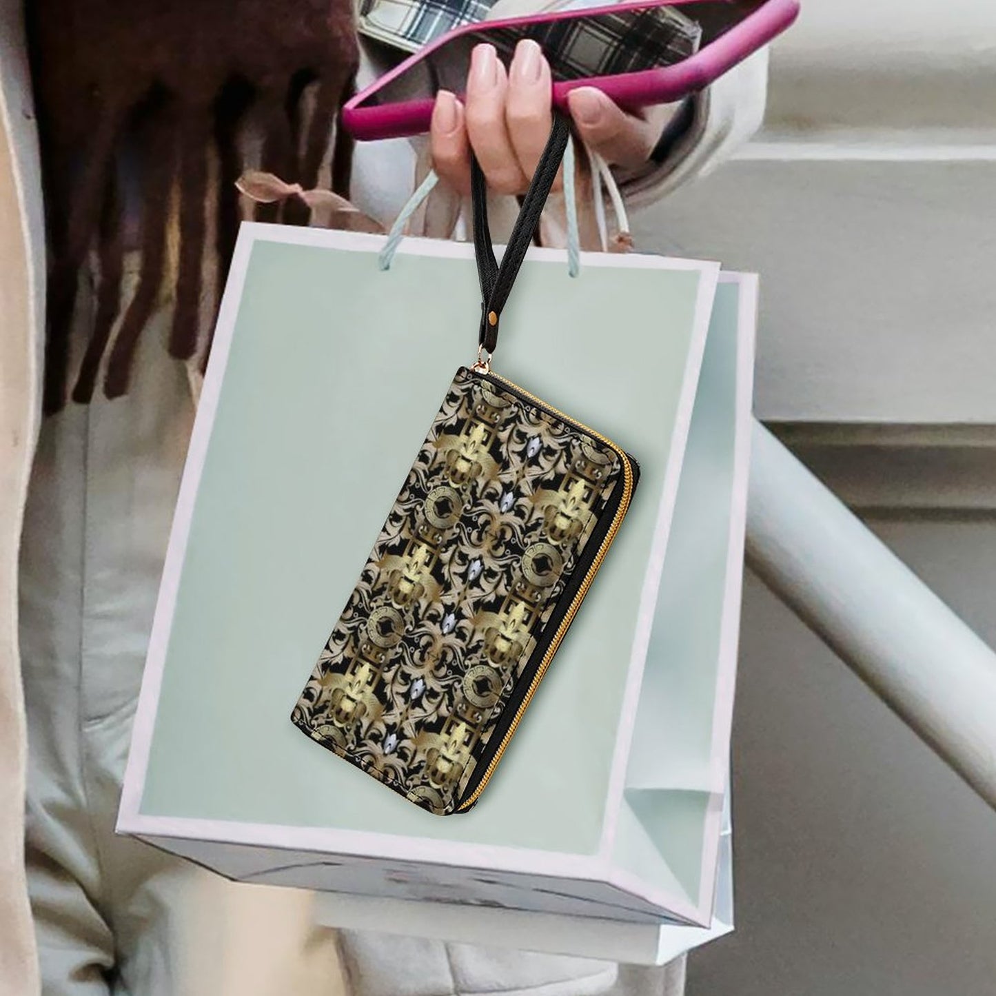 Leather Wallet with Wristlet Strap
