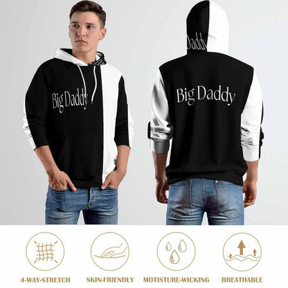 Men's Cool Hoodie with Double-layer Cap- S-6XL-BIG DADDY b/w