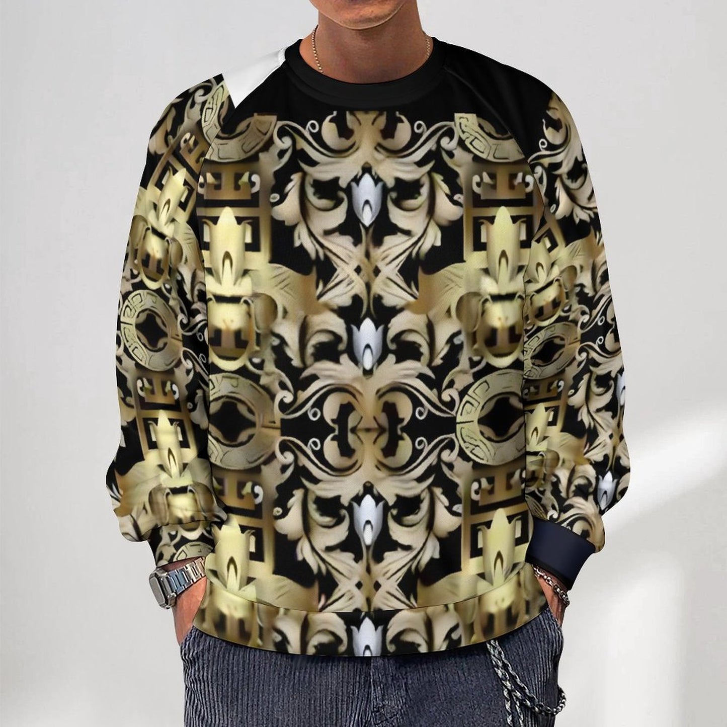 280gsm Men's Crewneck Sweatshirt Raglan A27H (All-Over Printing)