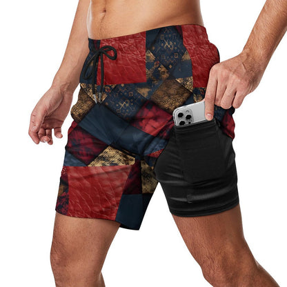 TRIANGLES & LEATHER Men's Hawaiian shorts with 4 Pockets-SMALL-3XL