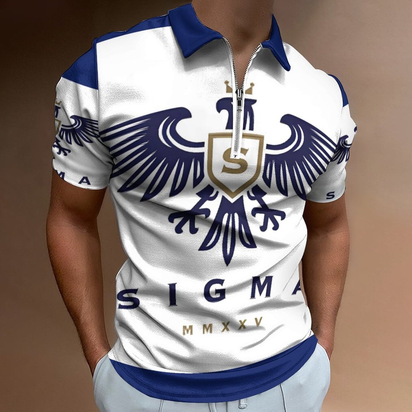 Men's Short Sleeve POLO Shirt with Zipper B470 (All-Over Printing)
