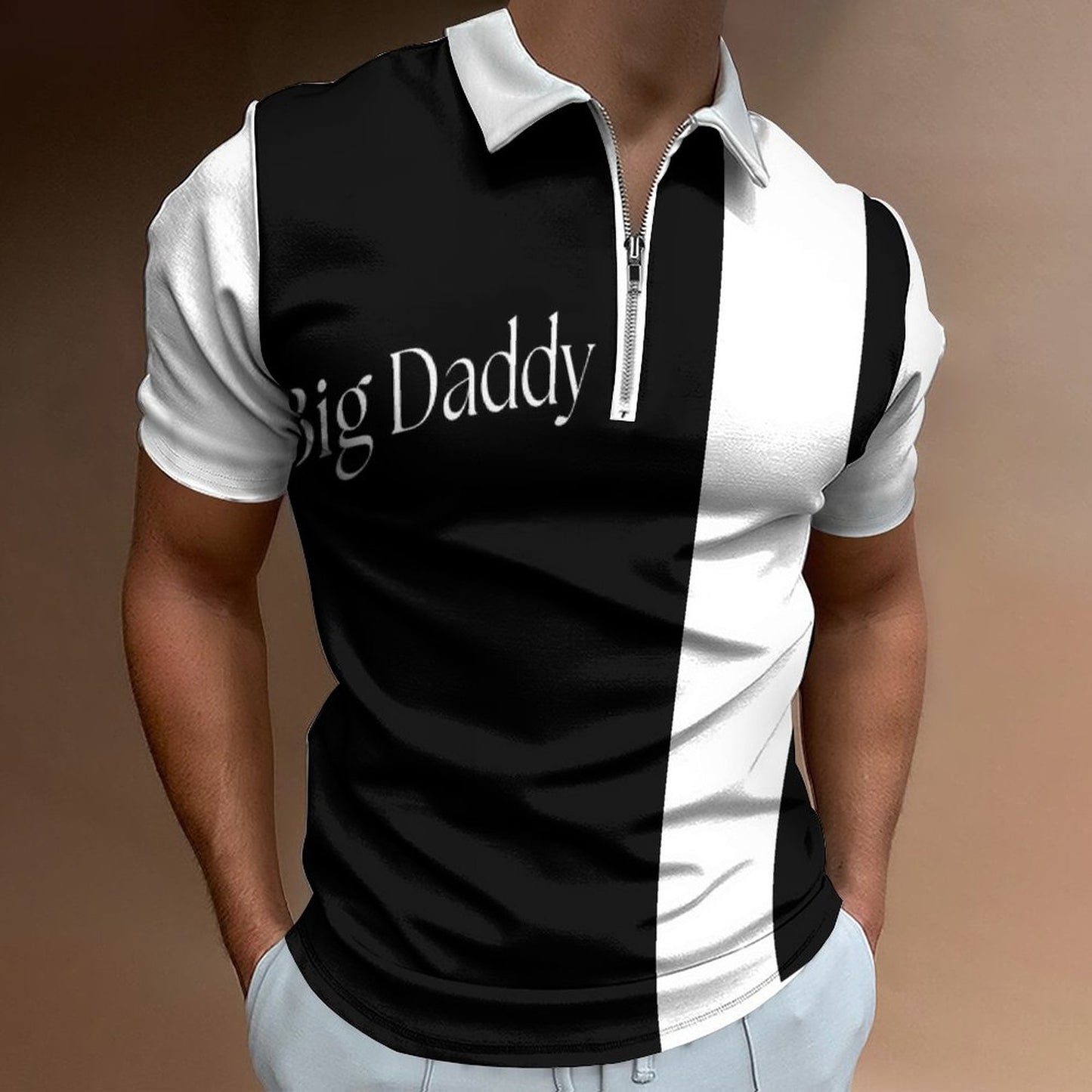 Men's Short Sleeve POLO Shirt with Zipper B470 (All-Over Printing)