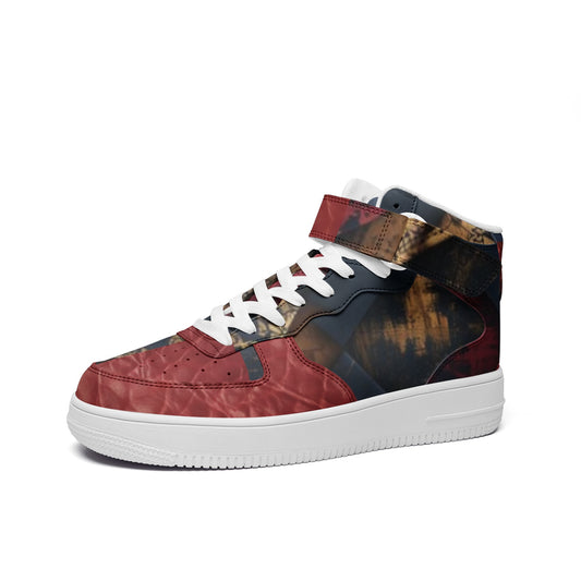 TRIANGLES & LEATHER Unisex High Top Leather Sneakers