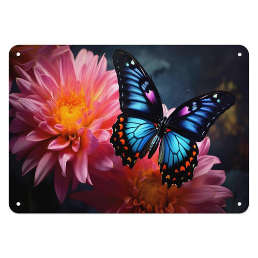 BLUE BUTTERFLY Horizontal Personalized Metal Wall Art Tin Sign-5.5"x7.9"/14x20cm