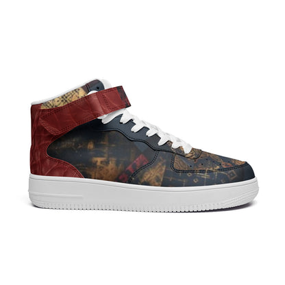 TRIANGLES & LEATHER Unisex High Top Leather Sneakers