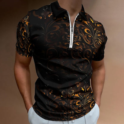 Men's Short Sleeve POLO Shirt with Zipper B470 (All-Over Printing)