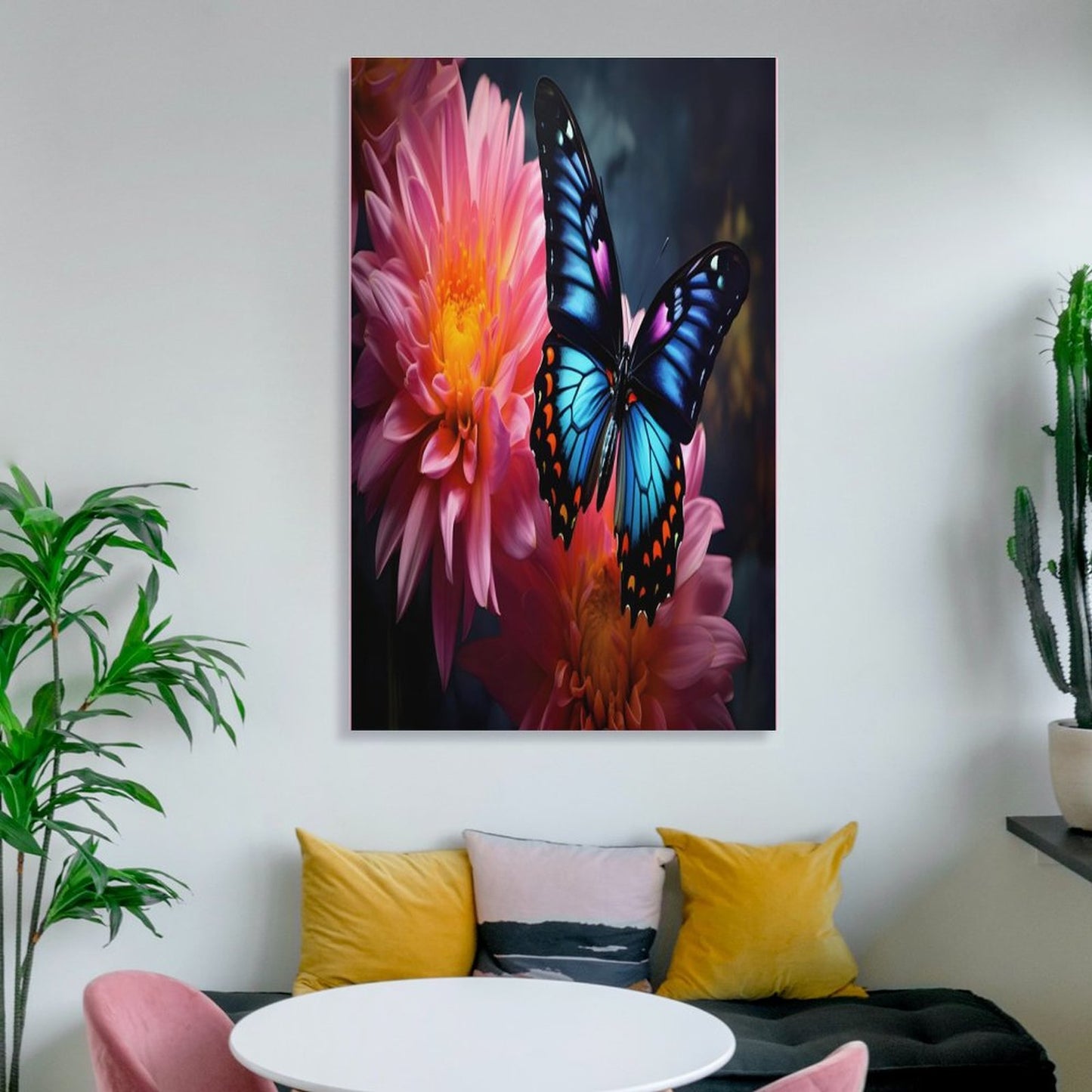 BLUE BUTTERFLY Unframed Art Canvas (Vertical 2:3)-8x12 inch/12x18 inch