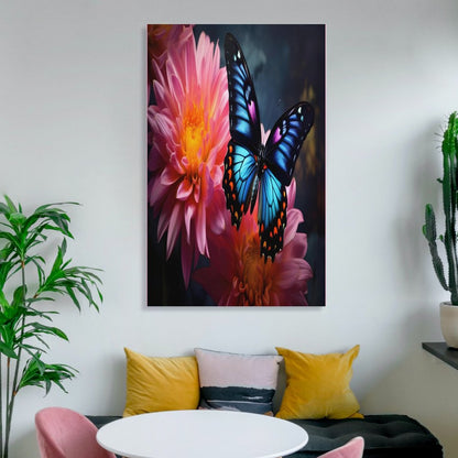 BLUE BUTTERFLY Unframed Art Canvas (Vertical 2:3)-8x12 inch/12x18 inch