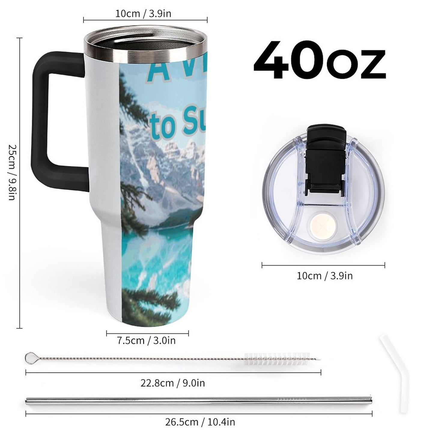 40oz Insulated Tumbler with Handle and Straw