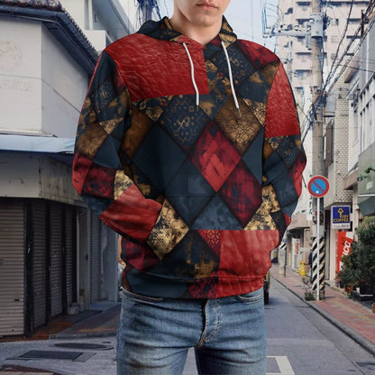 TRIANGLES & LEATHER Men's Hoodie with Double-layer Cap-SMALL-6XL