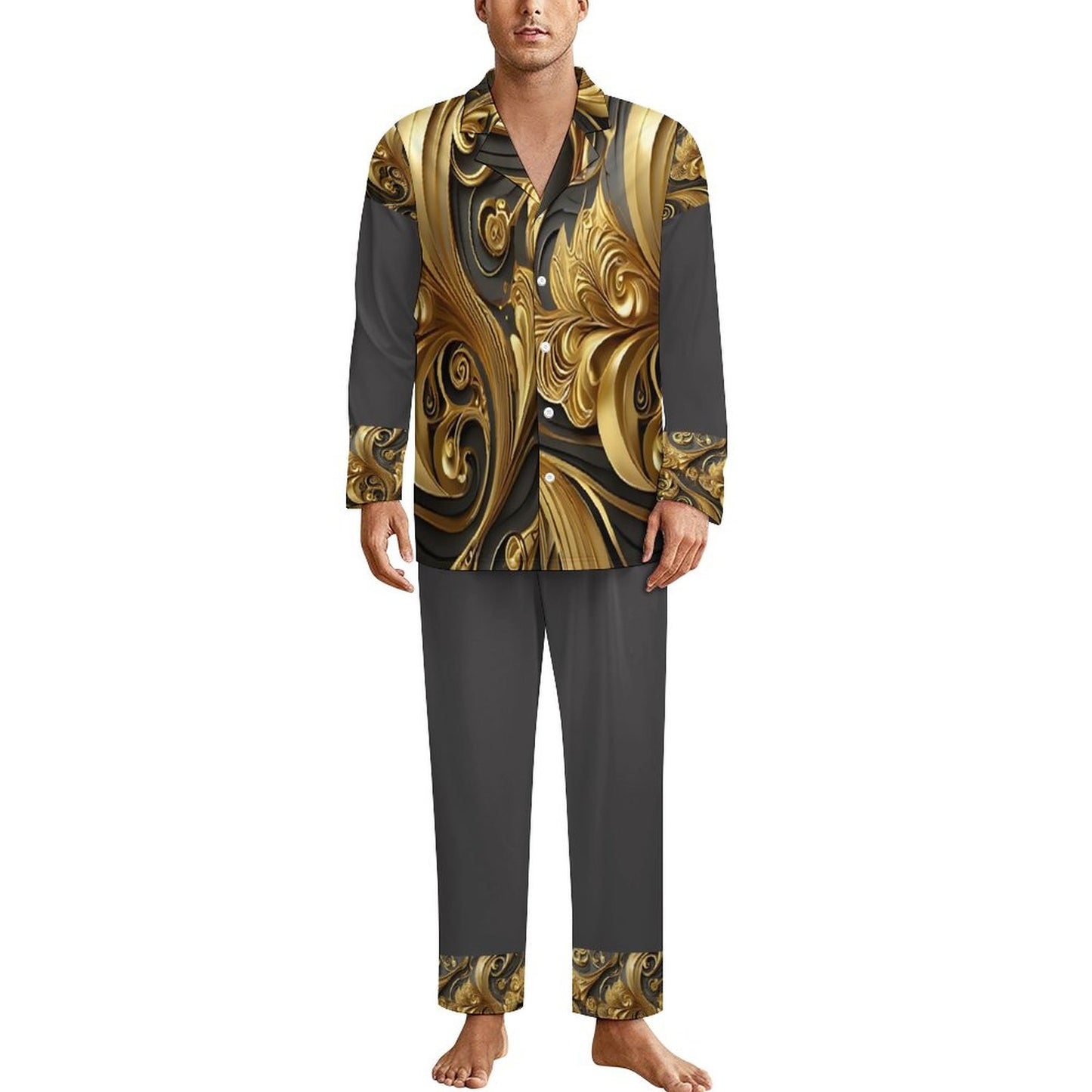 180gsm Men's Long-Sleeve Pajama Set(All-Over Printing)