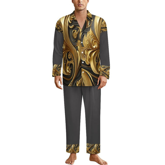 180gsm Men's Long-Sleeve Pajama Set(All-Over Printing)