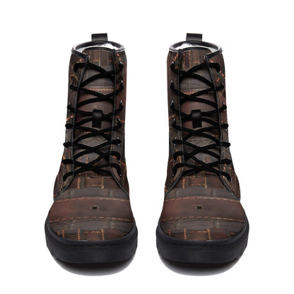 RUGGED LEATHER BUCKLE Print Unisex Plush Fur Boots