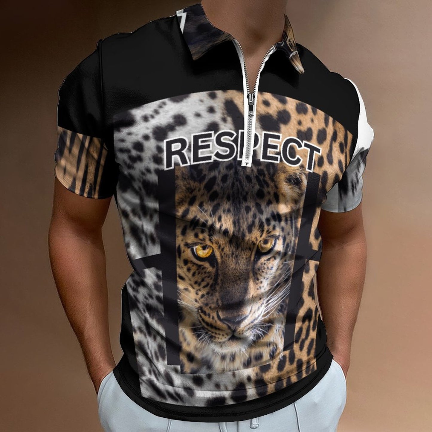 Men's Short Sleeve POLO Shirt with Zipper B470 (All-Over Printing)