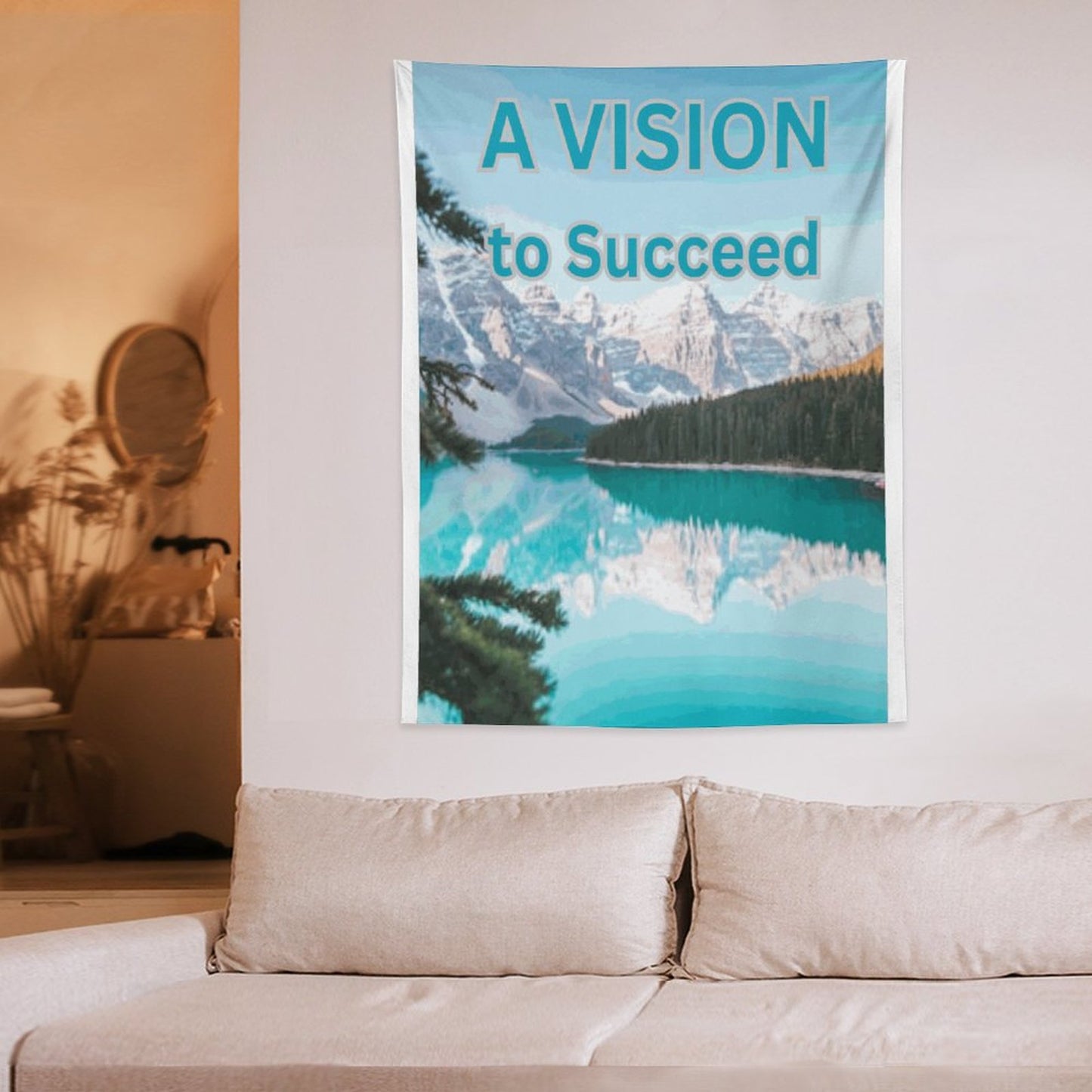 Wall Art with Vertical Tapestry