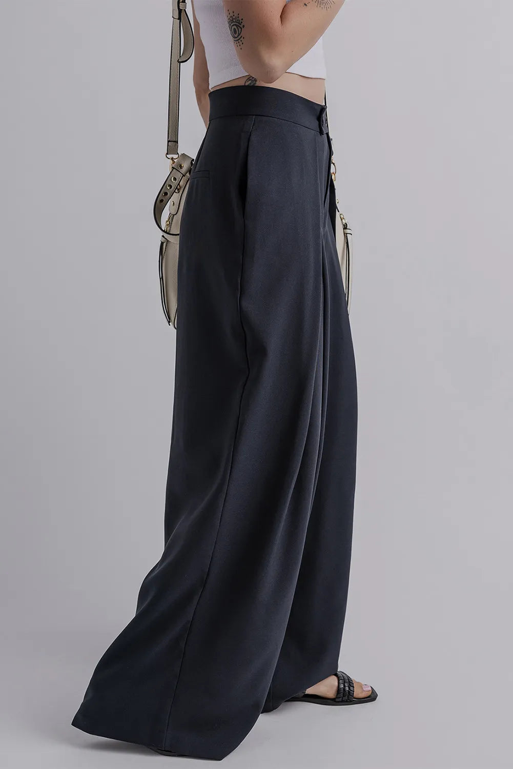 Wide Leg Pants with Pockets (dark navy)-SMALL-XL