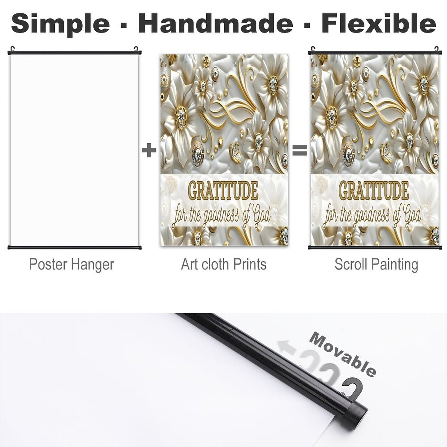 Canvas Hanging Poster with Scrolls-16"x24"/ 40x60cm